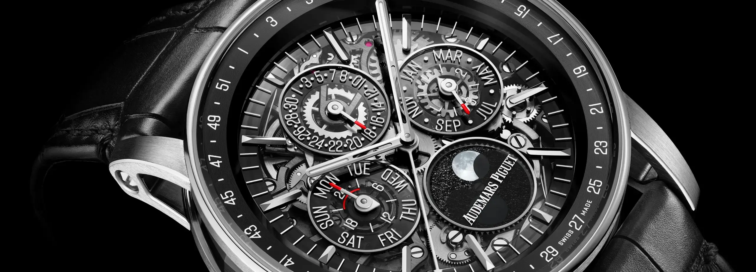 오데마 피게 로열 오크 & 코드 11.59 셀프와인딩 퍼페추얼 캘린더 오픈워크